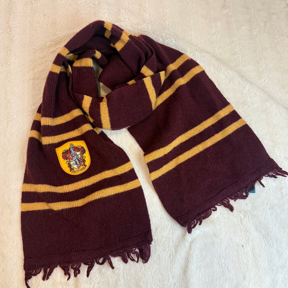 Vintage Harry Potter Lambswool Lamb Wool Scarf Burgundy Gold Gryffindor